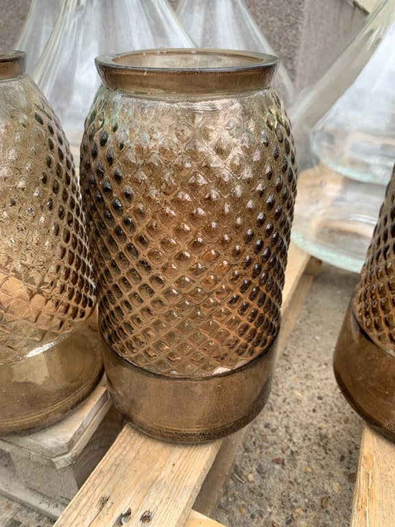 Glas-Vase Diamant-Wabenmuster ca. 35cm bronze/Amber hoch (Sammelposten)