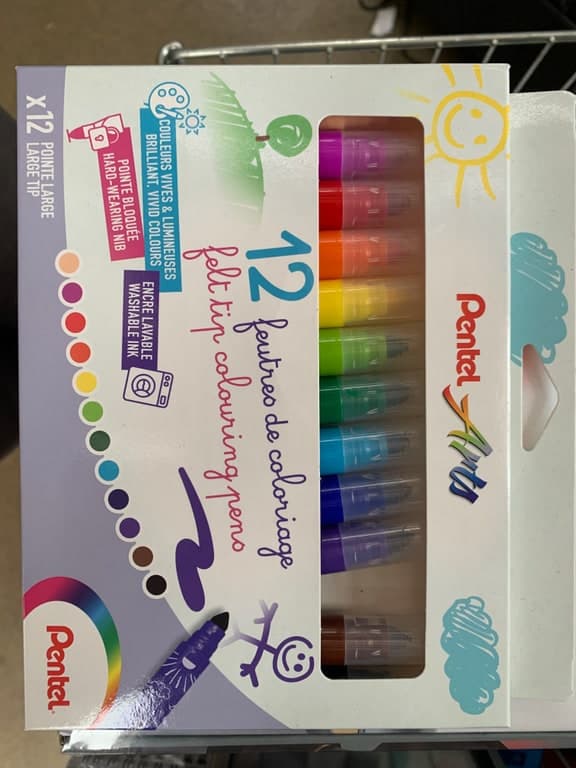 Pentel Arts 12er-Set Fasermaler Felt Tip Colouring Pens (Pointe Large/Large Tip, Hard-Wearing Nib)