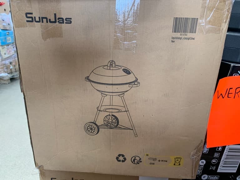 SunJas Holzkohle-Kugelgrill schwarz mit Räder (Smoker-Stil, Round Charcoal Grill)