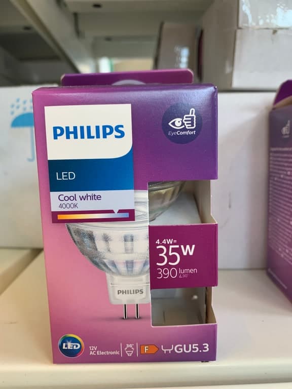 Philips LED GU5.3 (MR16) 4.4W (35W) 4000K Cool White 390lm 12V