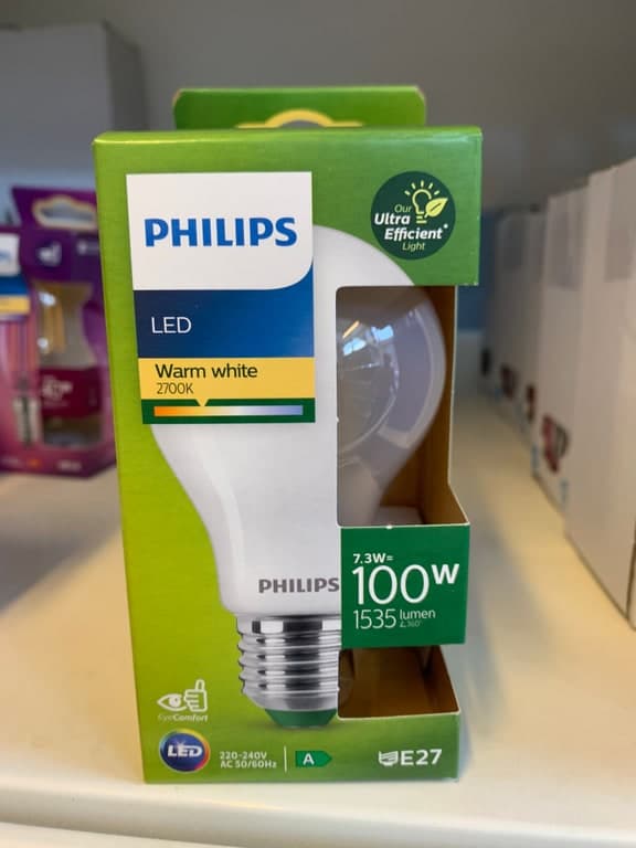 Philips Ultra Efficient LED E27 7.3W (100W) 2700K Warmweiß 1535lm Klasse A
