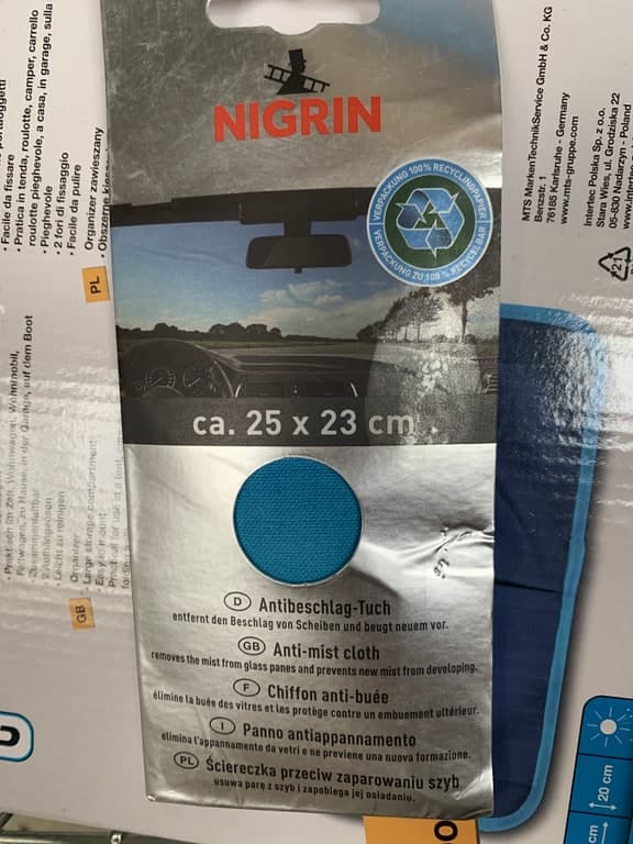 Nigrin Mikrofaser-Anti-Beschlag-Tuch für Scheiben 100% Cotton (Art. 20907)