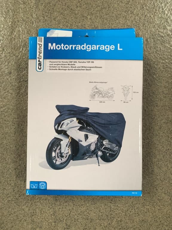 MTS Motorrad-Abdeckplane L (für Honda CBR 600, Yamaha YZF-R6) wetterfest mit Spann-Bändern