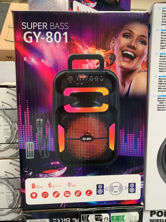 Super Bass GY-801 Bluetooth-Karaoke-Lautsprecher mit LED & Mikrofon