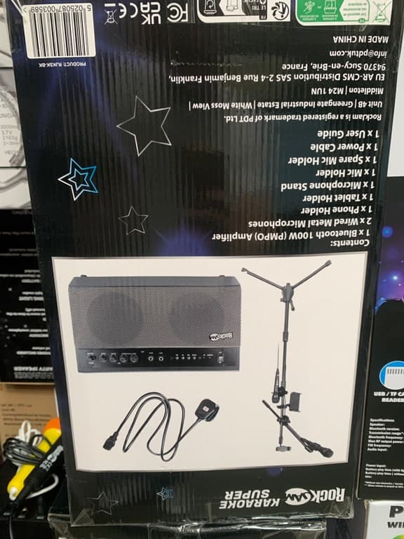 RockJam Karaoke Super Set 100 W Bluetooth-Amp + 2 Mikros + Stativ (RJMSK-BK)